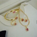 Ruby Gold Plated zircon Locket Set