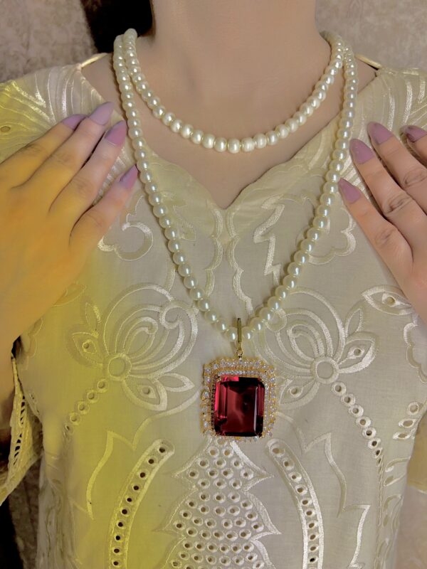 Doublet Stone Maroon Maala Set