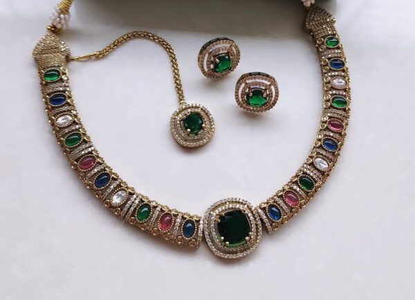 Emerald Multi colour Indian Necklace set