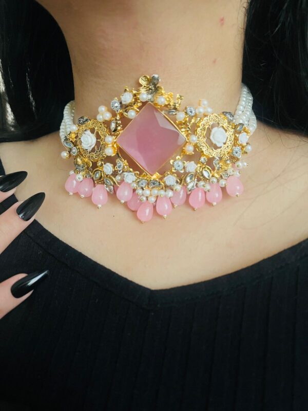 Pink doublet stone Choker set