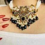 Black turkish Set includes earrings teeka and necklace