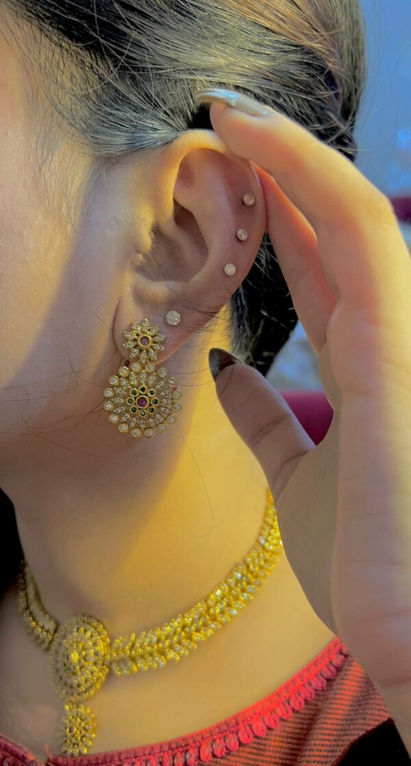 South indian round jarao Gold plated necklace set