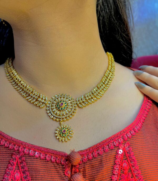South indian round jarao Gold plated necklace set