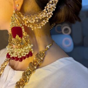 Doublet stone Maroon Gold Maala set