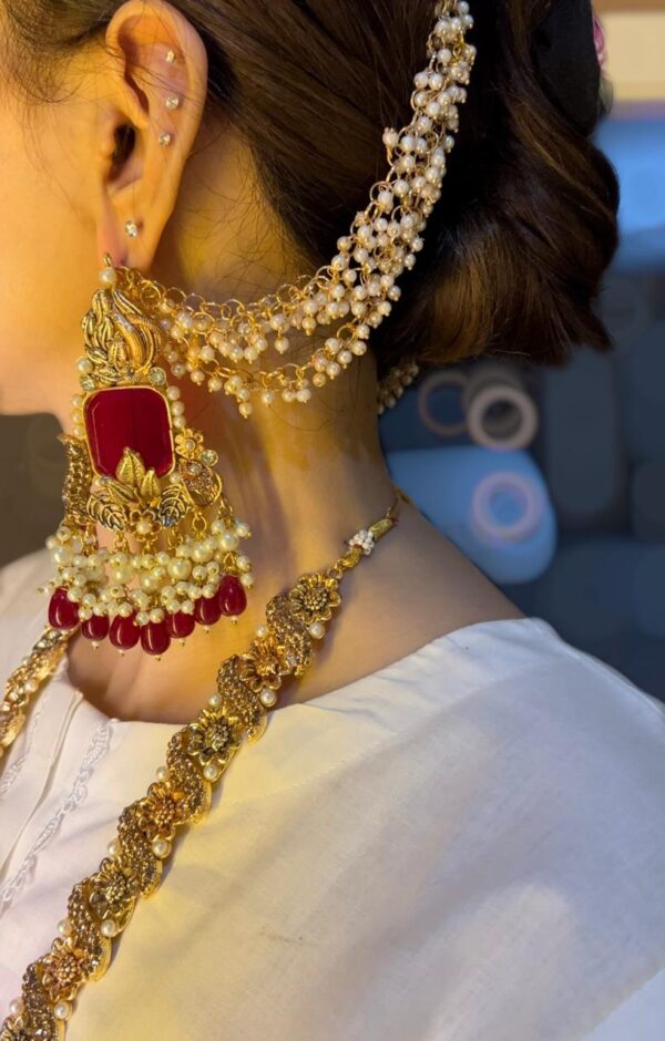 Doublet stone Maroon Gold Maala set